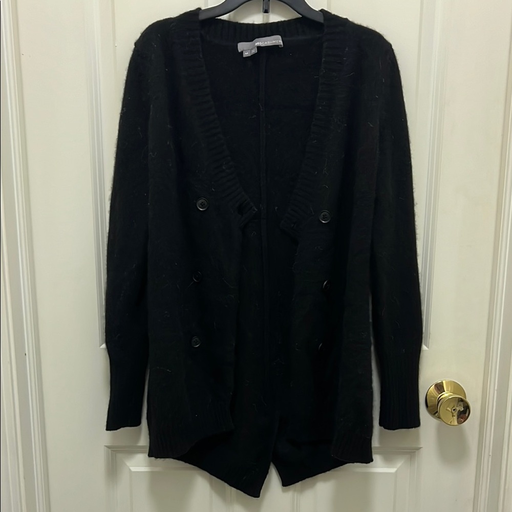 Black Double-Breasted Cardigan Sweater